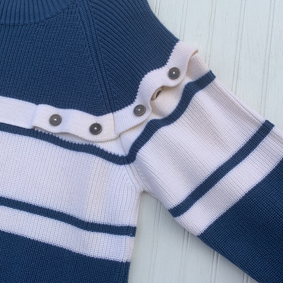 Eleventy blue Wool Sweater color block button sleeve - Picture 3 of 14